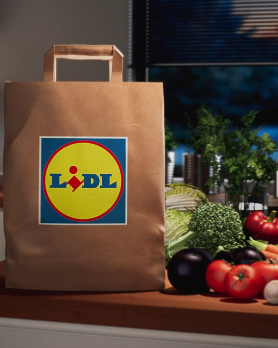 Lidl maišelis su daržovėmis.